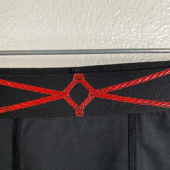 Iron Yokai Shibari Lounge Shorts Black Red Medium Athleisure Pockets Hands 3.5" - Picture 4 of 9